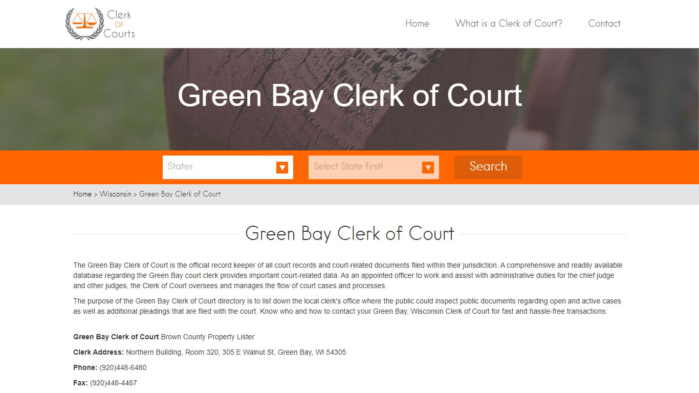 Find Your Brown County Clerk of Courts in WI - clerk-of-courts.com